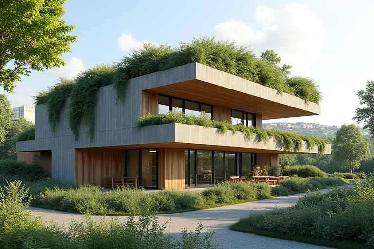 Bâtiment écologique avec toiture végétalisée à Lyon
